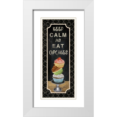 EAT CUPCAKES White Modern Wood Framed Art Print with Double Matting by Ballantyne, Piper