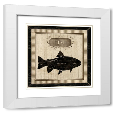 FISH White Modern Wood Framed Art Print with Double Matting by Ballantyne, Piper