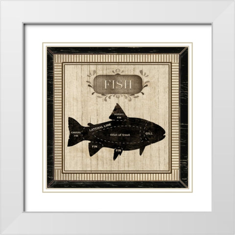 FISH White Modern Wood Framed Art Print with Double Matting by Ballantyne, Piper