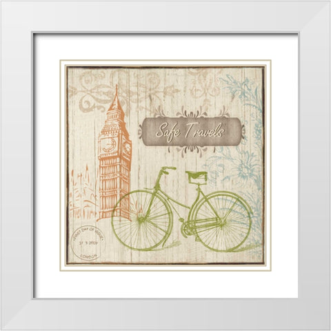 SAFE TRAVELS White Modern Wood Framed Art Print with Double Matting by Ballantyne, Piper