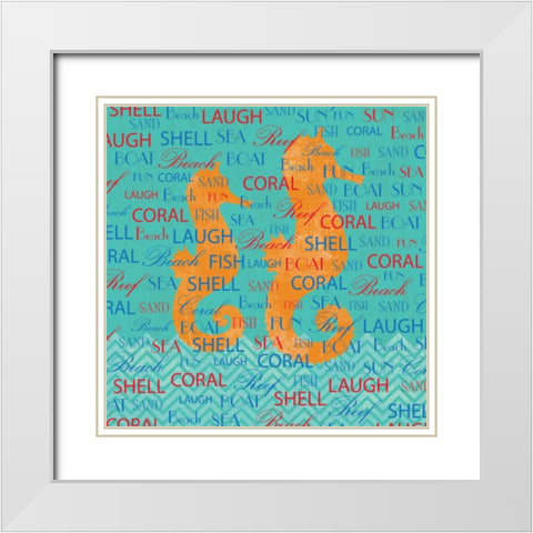 SWIMMING SEAHORSE White Modern Wood Framed Art Print with Double Matting by Ballantyne, Piper