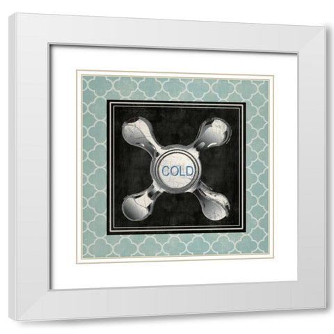 BLUE QUATREFOIL BATH I White Modern Wood Framed Art Print with Double Matting by Ballantyne, Piper