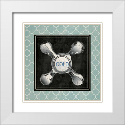 BLUE QUATREFOIL BATH I White Modern Wood Framed Art Print with Double Matting by Ballantyne, Piper