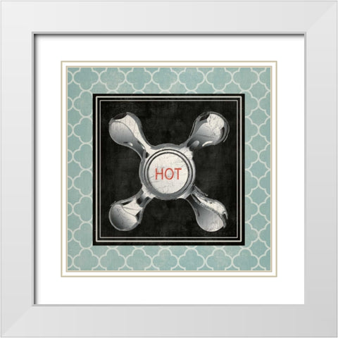 BLUE QUATREFOIL BATH II White Modern Wood Framed Art Print with Double Matting by Ballantyne, Piper