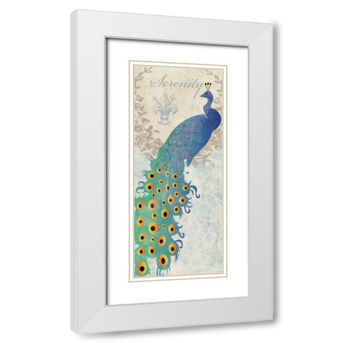 SERENE PEACOCK White Modern Wood Framed Art Print with Double Matting by Ballantyne, Piper