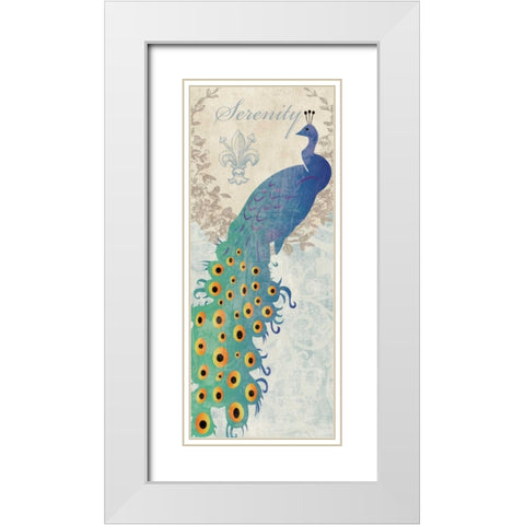 SERENE PEACOCK White Modern Wood Framed Art Print with Double Matting by Ballantyne, Piper