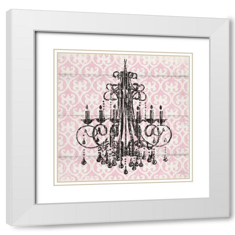 PINK PATTERN CHANDELIER I White Modern Wood Framed Art Print with Double Matting by Ballantyne, Piper