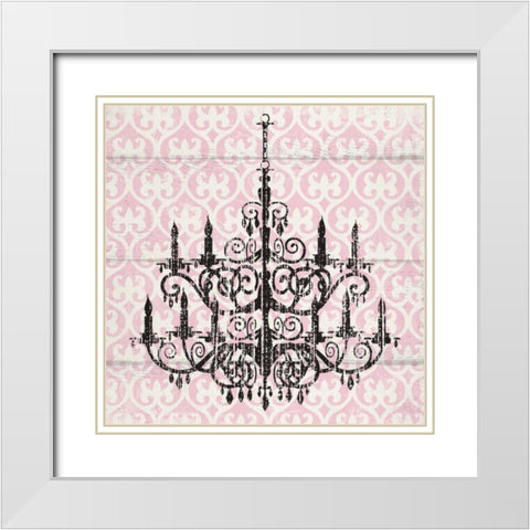 PINK PATTERN CHANDELIER II White Modern Wood Framed Art Print with Double Matting by Ballantyne, Piper