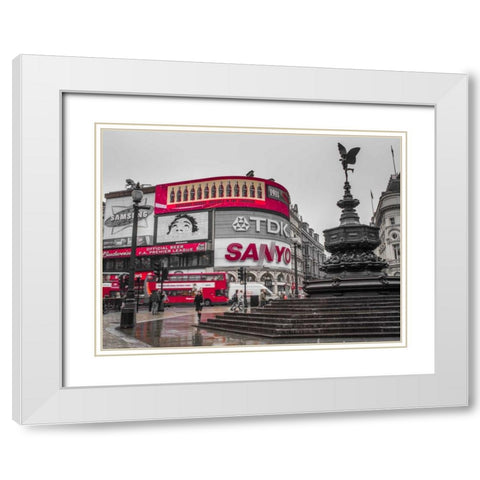 Piccadilly Circus, London White Modern Wood Framed Art Print with Double Matting by Frank, Assaf