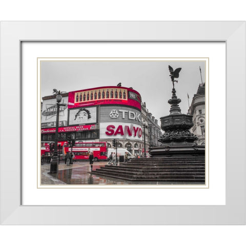 Piccadilly Circus, London White Modern Wood Framed Art Print with Double Matting by Frank, Assaf