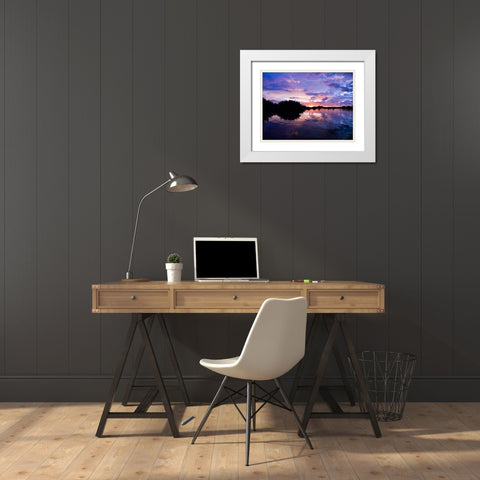 River at dusk, Malaysia, Kotakinabalu White Modern Wood Framed Art Print with Double Matting by Frank, Assaf