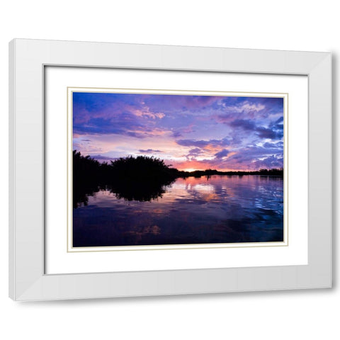 River at dusk, Malaysia, Kotakinabalu White Modern Wood Framed Art Print with Double Matting by Frank, Assaf