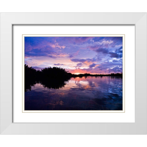 River at dusk, Malaysia, Kotakinabalu White Modern Wood Framed Art Print with Double Matting by Frank, Assaf
