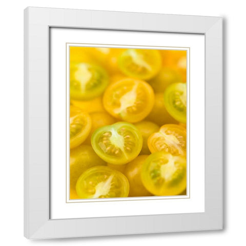 Top view of yellow tomatoes White Modern Wood Framed Art Print with Double Matting by Frank, Assaf