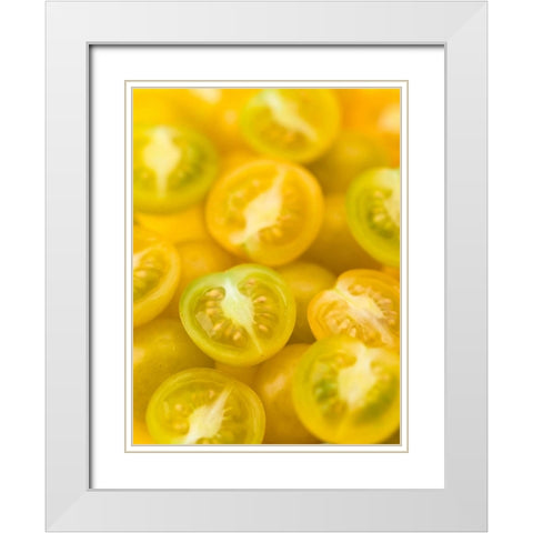 Top view of yellow tomatoes White Modern Wood Framed Art Print with Double Matting by Frank, Assaf