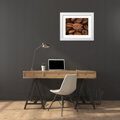 Top view of coffee beans White Modern Wood Framed Art Print with Double Matting by Frank, Assaf