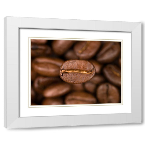 Top view of coffee beans White Modern Wood Framed Art Print with Double Matting by Frank, Assaf