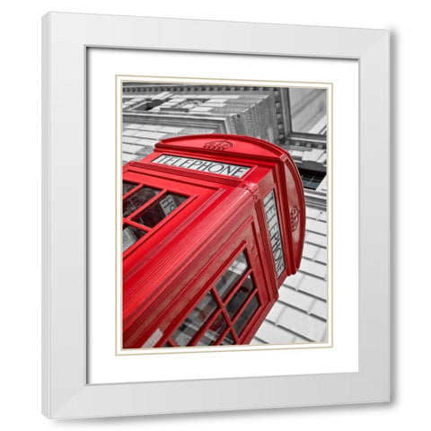 Close-up of telephone box, low angle view, England White Modern Wood Framed Art Print with Double Matting by Frank, Assaf