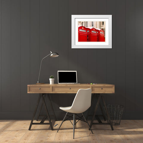 Close-up of telephone box in a row, England White Modern Wood Framed Art Print with Double Matting by Frank, Assaf