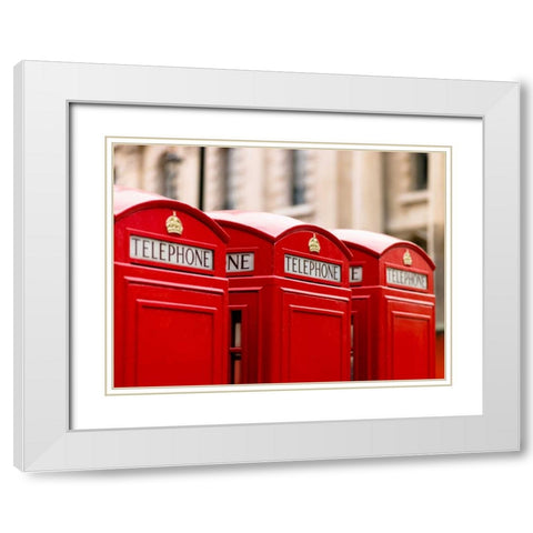 Close-up of telephone box in a row, England White Modern Wood Framed Art Print with Double Matting by Frank, Assaf