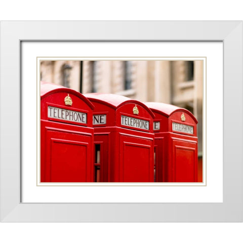Close-up of telephone box in a row, England White Modern Wood Framed Art Print with Double Matting by Frank, Assaf