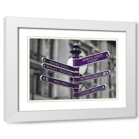 Oxford Circus Sign Post White Modern Wood Framed Art Print with Double Matting by Frank, Assaf
