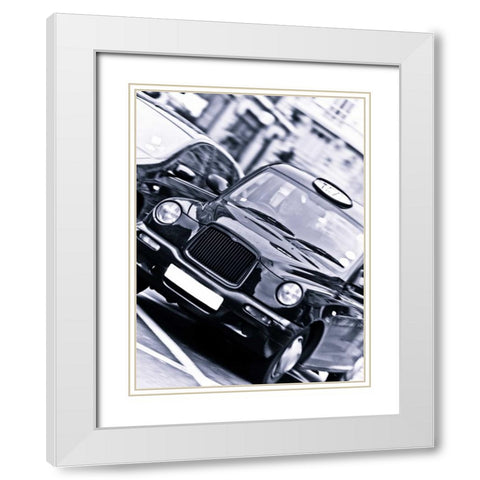 Black Cab London Taxi White Modern Wood Framed Art Print with Double Matting by Frank, Assaf