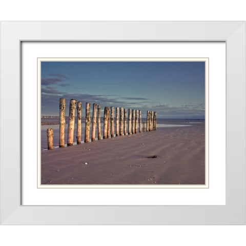 Groynes at ast head beach, West Susex coast White Modern Wood Framed Art Print with Double Matting by Frank, Assaf