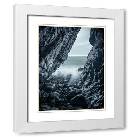 Rocky coastline of Duckpool White Modern Wood Framed Art Print with Double Matting by Frank, Assaf