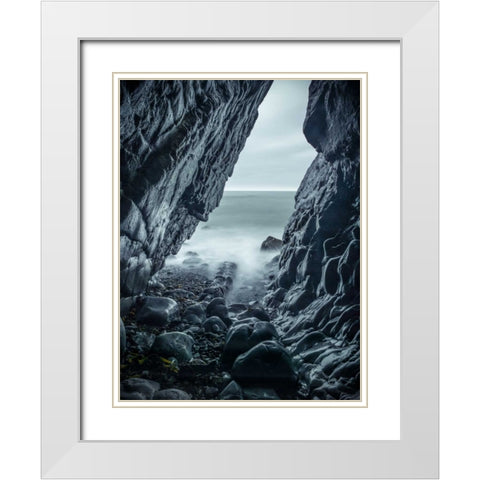 Rocky coastline of Duckpool White Modern Wood Framed Art Print with Double Matting by Frank, Assaf