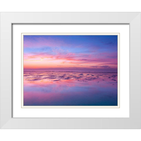 Sunrise at beach, Littlehampton England White Modern Wood Framed Art Print with Double Matting by Frank, Assaf