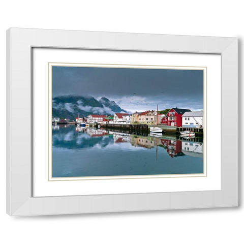 Village in Lofoten-Norway White Modern Wood Framed Art Print with Double Matting by Frank, Assaf