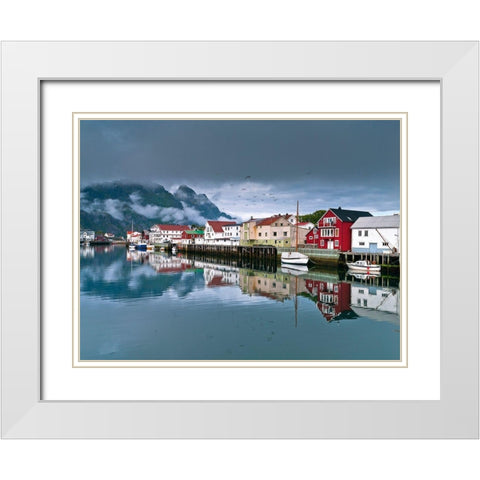 Village in Lofoten-Norway White Modern Wood Framed Art Print with Double Matting by Frank, Assaf