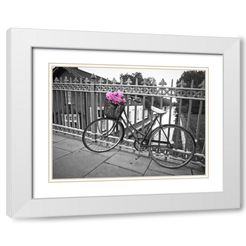 Old Bicycle near a canal White Modern Wood Framed Art Print with Double Matting by Frank, Assaf