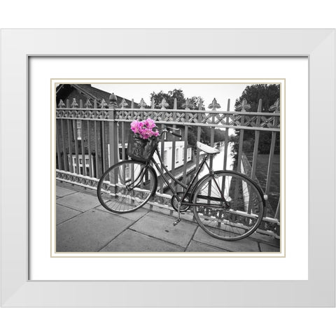 Old Bicycle near a canal White Modern Wood Framed Art Print with Double Matting by Frank, Assaf