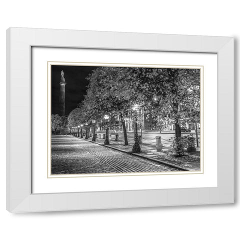 Row of trees at night White Modern Wood Framed Art Print with Double Matting by Frank, Assaf