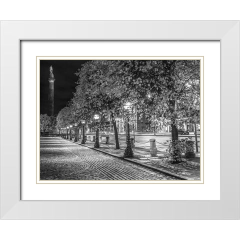 Row of trees at night White Modern Wood Framed Art Print with Double Matting by Frank, Assaf