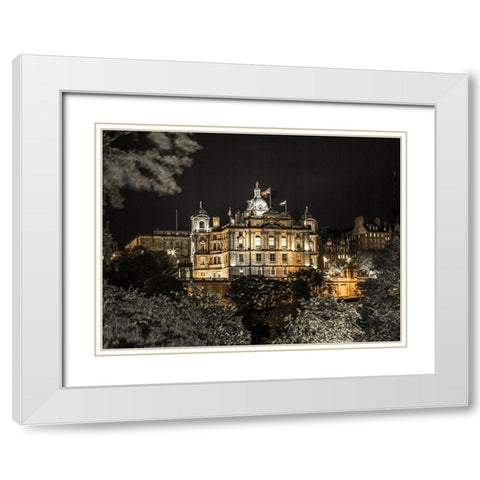 Lloyds banking group building at night White Modern Wood Framed Art Print with Double Matting by Frank, Assaf