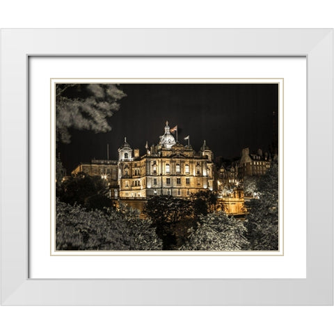Lloyds banking group building at night White Modern Wood Framed Art Print with Double Matting by Frank, Assaf
