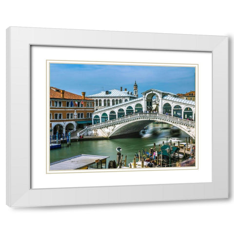 Famous Rialto bridge, Venice, Italy, FTBR-1896 White Modern Wood Framed Art Print with Double Matting by Frank, Assaf