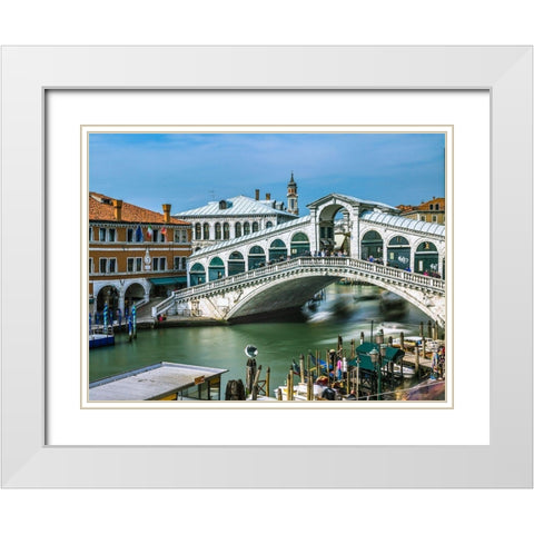 Famous Rialto bridge, Venice, Italy, FTBR-1896 White Modern Wood Framed Art Print with Double Matting by Frank, Assaf
