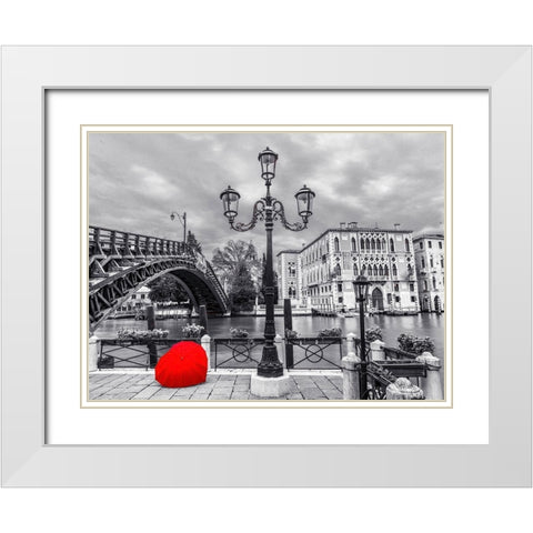 Accademia Bridge-Venice White Modern Wood Framed Art Print with Double Matting by Frank, Assaf