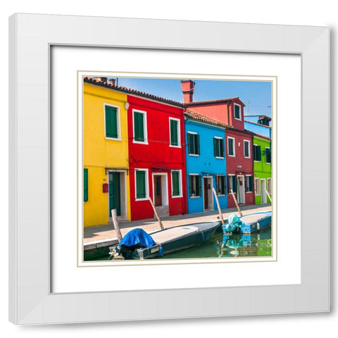 Gondolas moored along the canal, Venice, Italy White Modern Wood Framed Art Print with Double Matting by Frank, Assaf