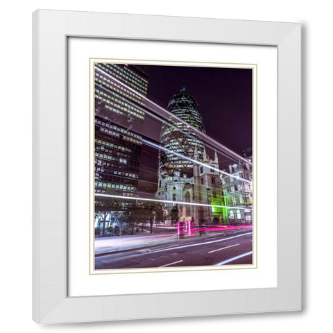 View of London at night, UK White Modern Wood Framed Art Print with Double Matting by Frank, Assaf