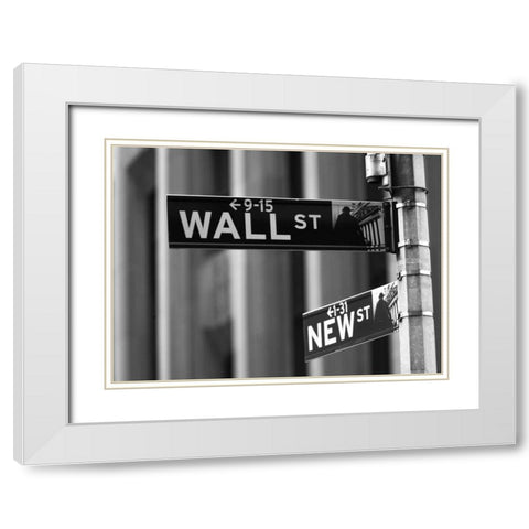 Wall street sign - New York city White Modern Wood Framed Art Print with Double Matting by Frank, Assaf