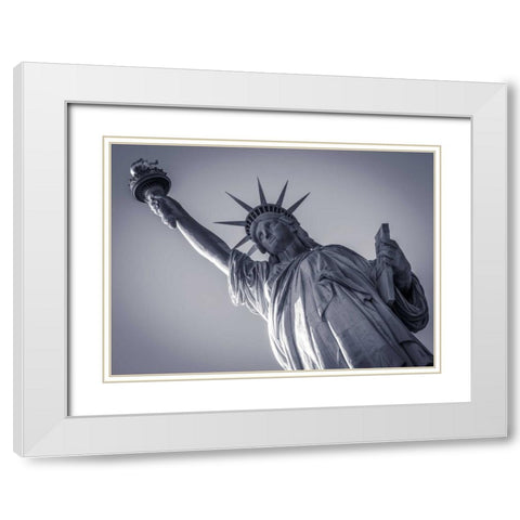 Statue Of Liberty, New York White Modern Wood Framed Art Print with Double Matting by Frank, Assaf