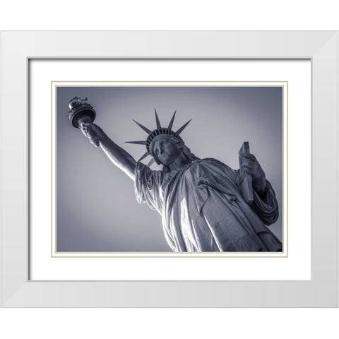Statue Of Liberty, New York White Modern Wood Framed Art Print with Double Matting by Frank, Assaf