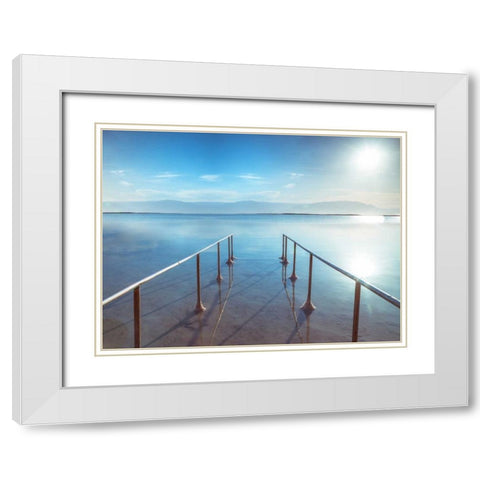 Peir on Dead Sea, Israel White Modern Wood Framed Art Print with Double Matting by Frank, Assaf