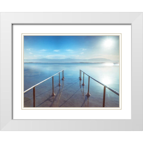 Peir on Dead Sea, Israel White Modern Wood Framed Art Print with Double Matting by Frank, Assaf