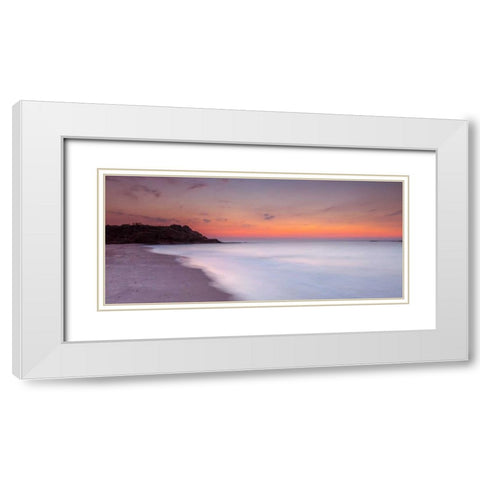 Evening view of beautiful beach in Israel White Modern Wood Framed Art Print with Double Matting by Frank, Assaf